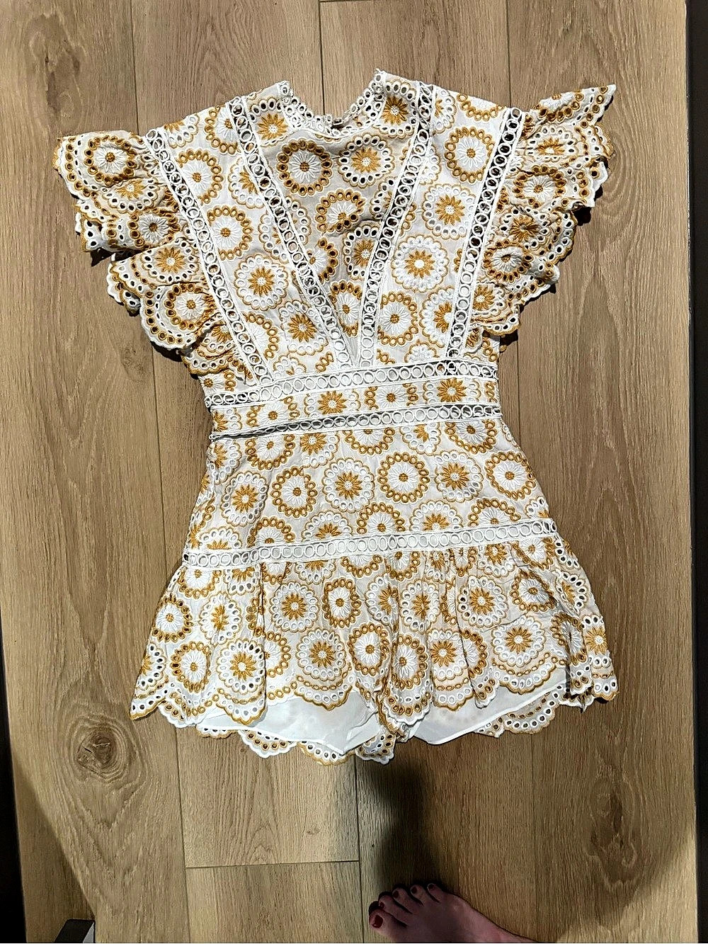 Saylor Shanice Romper Floral Mini Dress White & Yellow